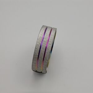 Stainless Steel Gray Striped Ring Band For Men Size 21 U.S Size 10.25